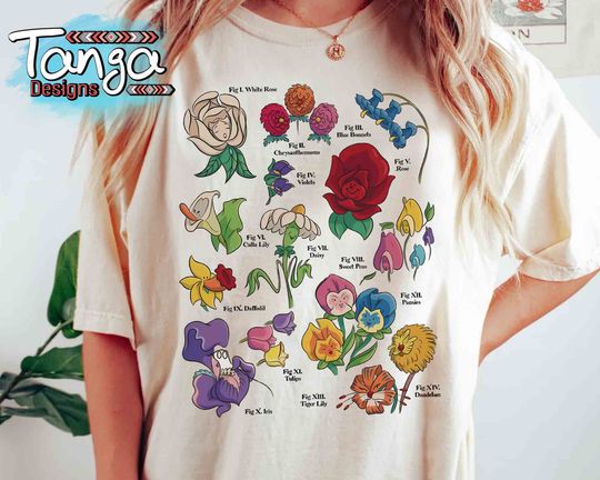 Disney Alice in Wonderland  Singing Flower Retro Shirt, Magic Kingdom Trip Unisex T-shirt Family Birthday Gift Adult Kids Toddler Tee