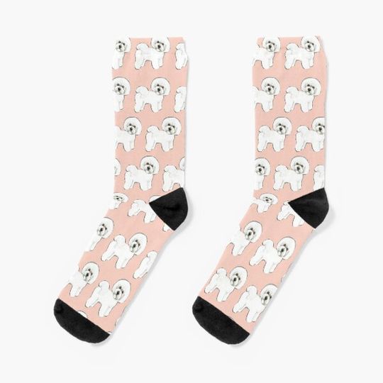 Bichon Frise dogs on Peach Socks