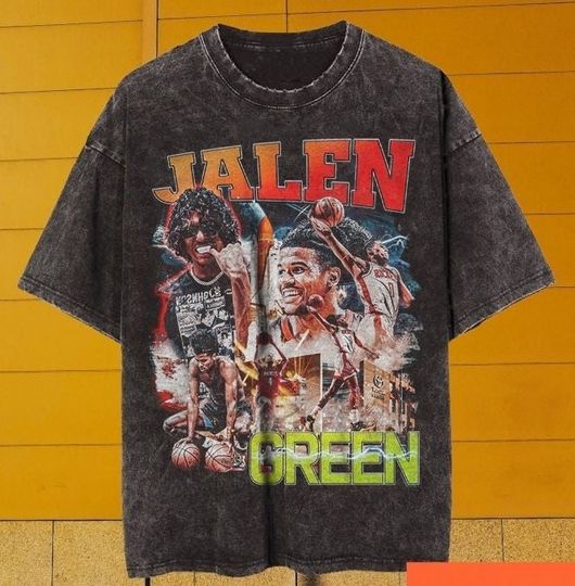 Vintage Wash Jalen Green T-shirt, Vintage 90s J Green Shirt