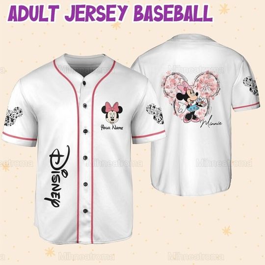 Custom Name Minnie Baseball Jersey Shirt, Minnie Mouse Baseball Jersey