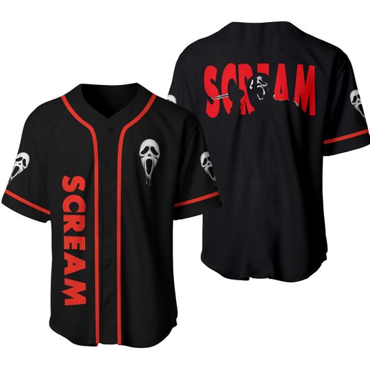 Horror Scream Baseball Jersey, Horror Scream Baseball Jersey