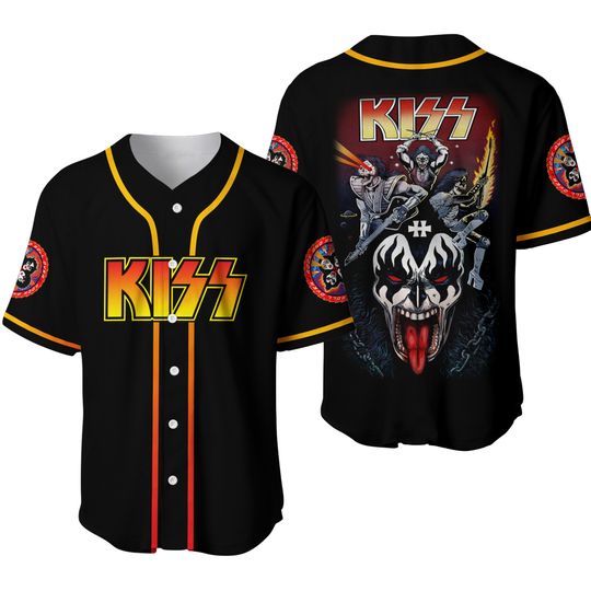 KISS Baseball Jersey, Music Custom Name Baseball Jersey Shirt