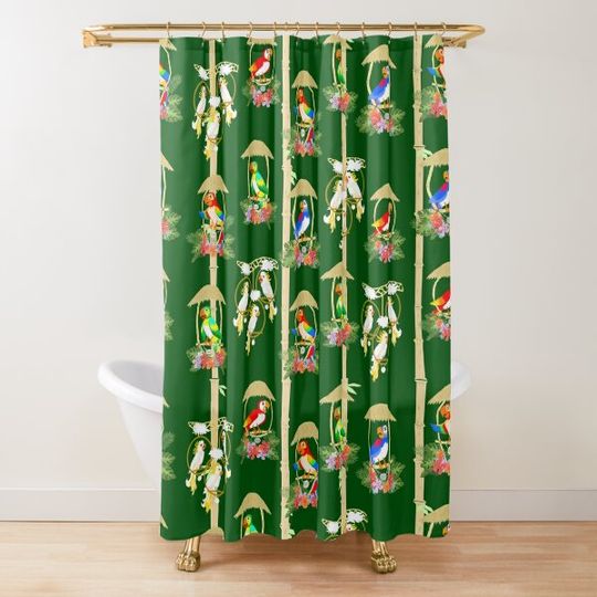 Tiki Room Birds Shower Curtain