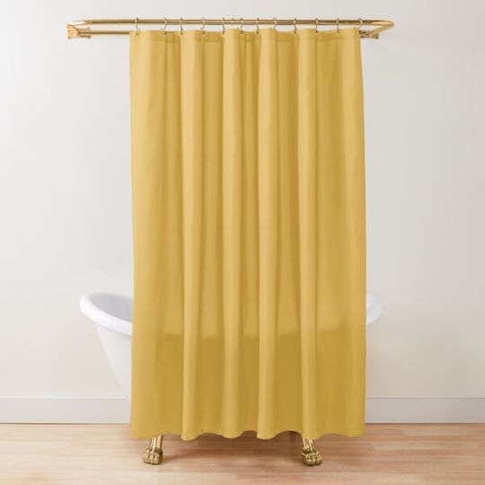 Golden Mustard Yellow 2 Solid Color Pairs with Sherwin Williams Gambol Gold SW6690 Shower Curtain