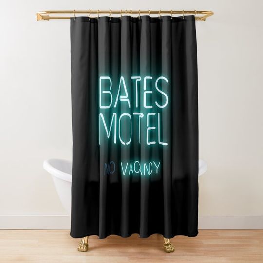 Bates Motel No Vacancy logo from the movie Psycho Shower Curtain