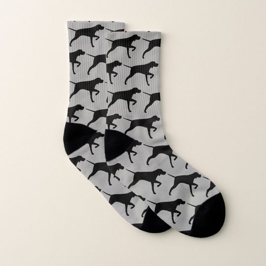 Pointing Pointer Dog Silhouettes Pattern Socks