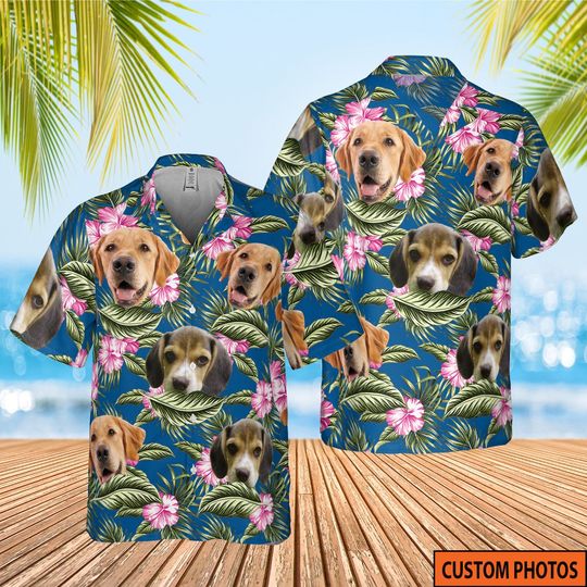 Personalized Photo Dog Lover Shirt, Couple Hawaiian Shirt,