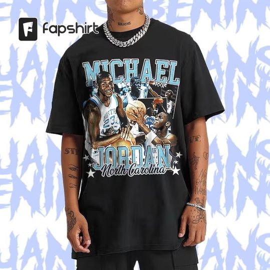 Michael Jordan UNC 90s Style Vintage Bootleg Tee graphic T shirt