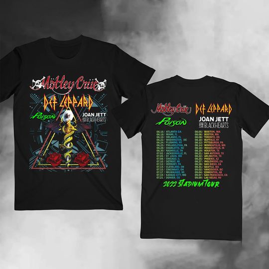 The Stadium Tour Motley Crue Def Leppard Poison Joan Jett & the Blackhearts Shirt, Music World 2023 Tour T-Shirt