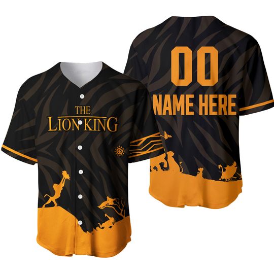 Lion King Iconic Scene Black Orange | Disney Custom Baseball Jersey