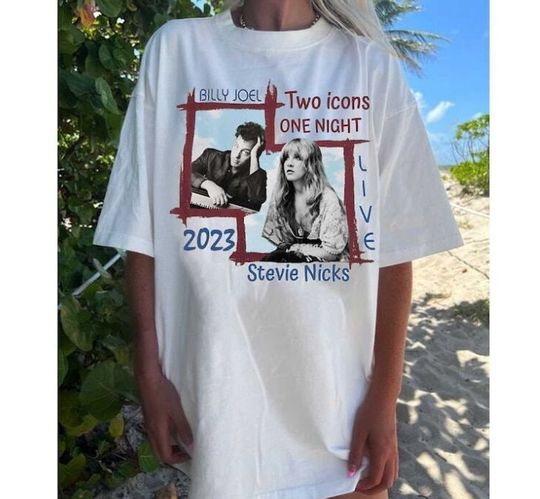 Billy Joel Shirt, Stevie Nick Two Icons One Night 2023 Tshirt
