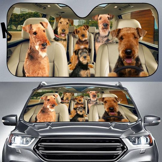 Airedale Terrier Car Sun Shade, Airedale Terrier Car Sunshade, Terrier Car Decoration