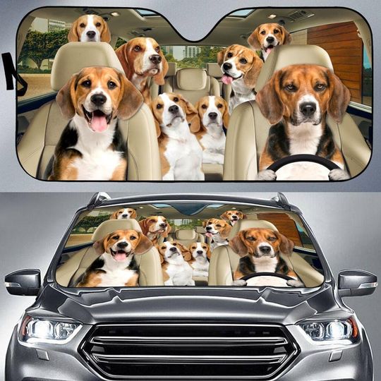 Beagle Car Sun Shade, Beagle Car Sunshade, Beagle Car Decoration