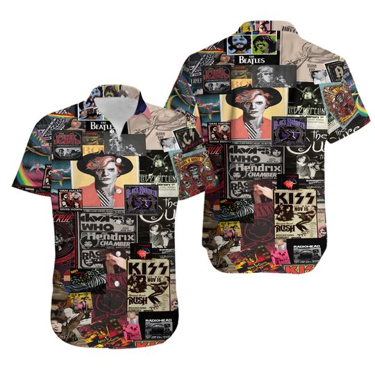 80s Music Rock Band 3D Print Hawaiian Shirt, Hawaiian Shirt