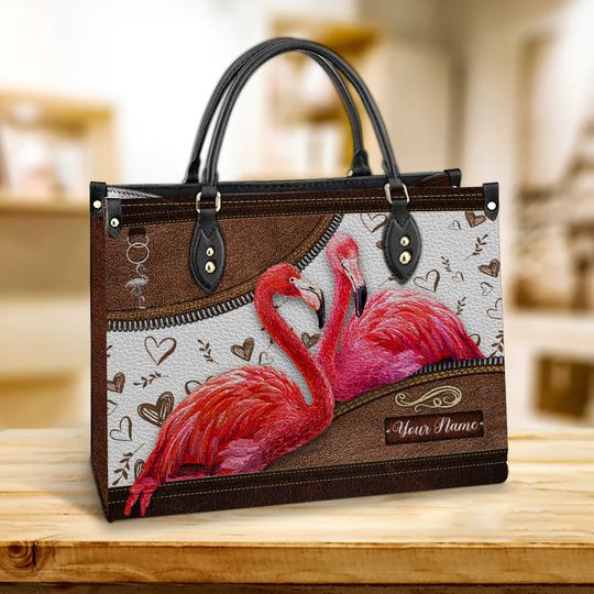 Personalized Flamingo Leather Bag