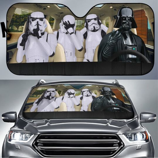 Stormtrooper And Darth Vader Car Sun Shade, Movie Sun Shade, Stormtrooper Sunshade