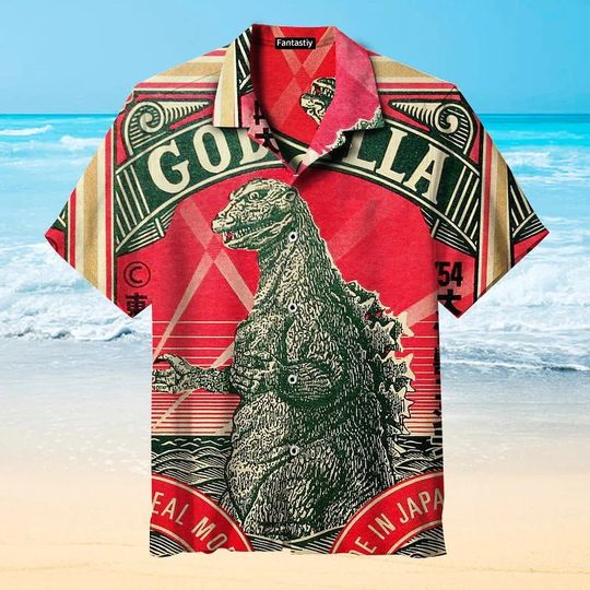 3D King of Monster Toho god zilla Hawaiian shirt, Vintage Hawaii Beach Shirt