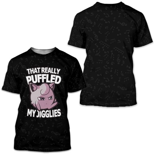 Jigglypuff PKM Quotes Black Pattern Disney 3D T-Shirt