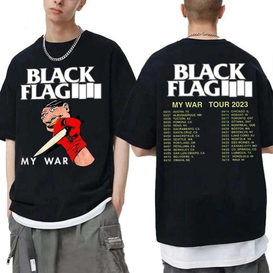 Black Flag Tour 2023 T-Shirt, Black Flag Punk Rock Band 2023 Tour Concert shirt