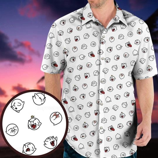 Super Mario Boo Hawaiian Shirt, Mario Boo Shirt, Super Mario