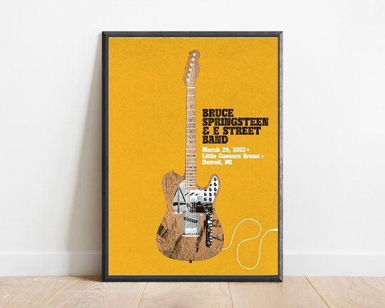 Detroit March 29 Bruce Springsteen and the E-street Band World Tour 2023 Poster