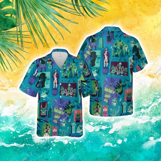 Haunted Mansion Hawaiian 3D Shirt, Halloween Summer Beach Trip Family Hawaiian Shirt