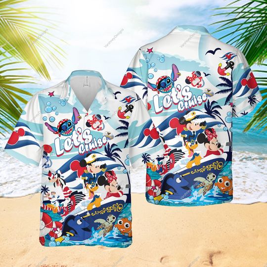 Disney Cruise Hawaiian Shirt, Matching Disney Cruise Hawaiian Shirt, Disneyland Mickey And Friends