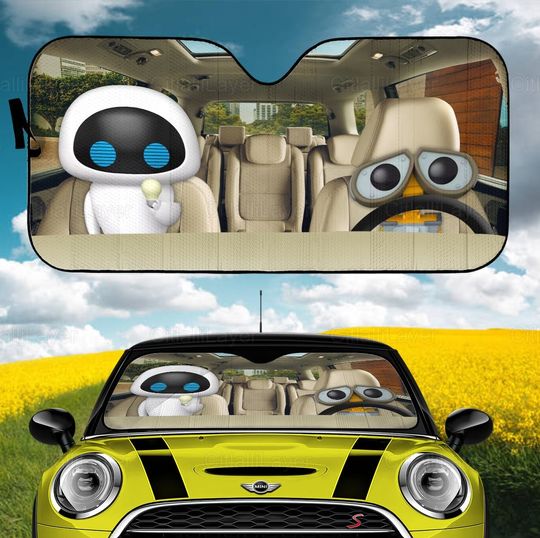Wall-e And Eve Car Sun Shade, Wall-e Auto Sun Shade, Eve Auto Sunshade Car