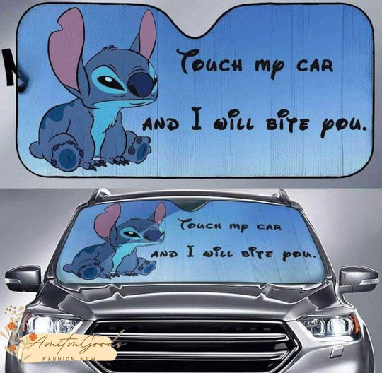Stitch I Will Bite You Car Auto Sun Shades, Car Accessories