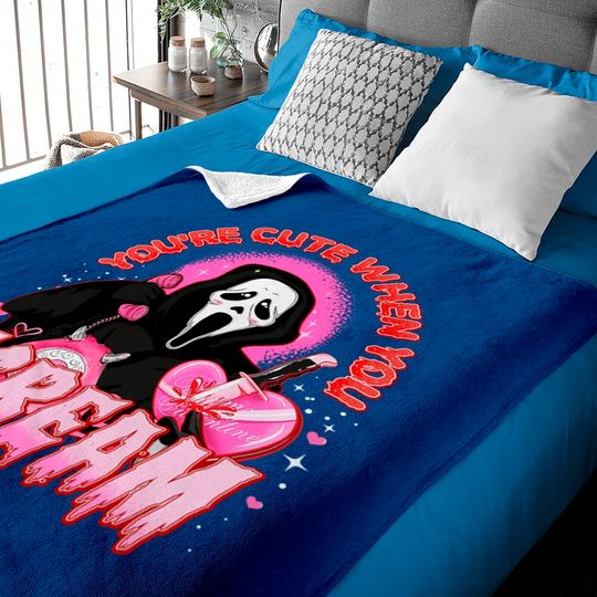 Horror Valentine Baby Blankets, You're Cute When You Scream Baby Blankets, Ghostface Horror Character Graphics Baby Blankets