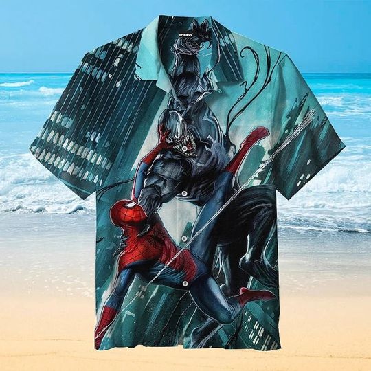 Spiderman VS Venom Hawaiian shirt, Avengers Hawaiian shirt, Peter Parker Shirt