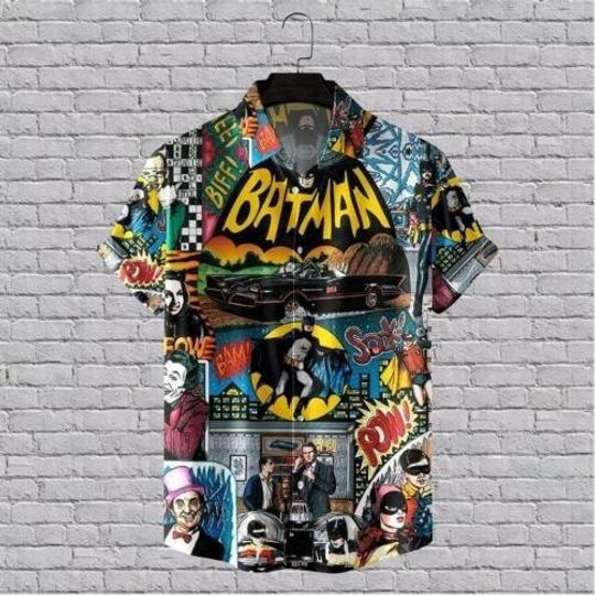 Superhero Batman Movie Short Sleeve Button Hawaiian Shirt Superhero Shirt