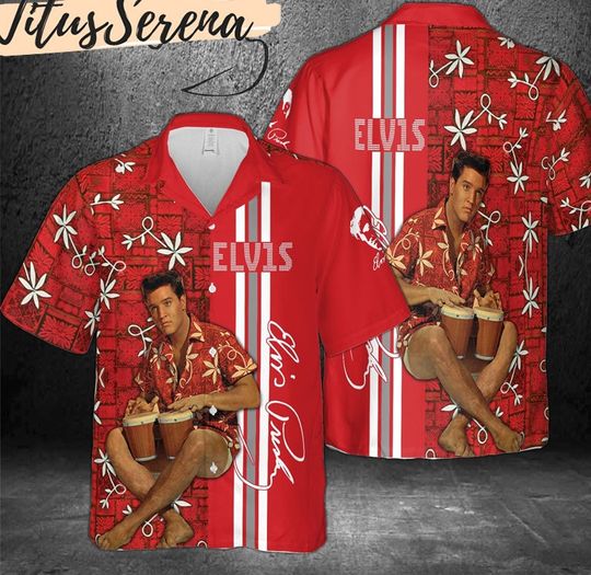 Elvis Presley Hawaiian Shirt, Elvis Hawaiian Shirt, Aloha Summer Tee, Tropical Button Shirt