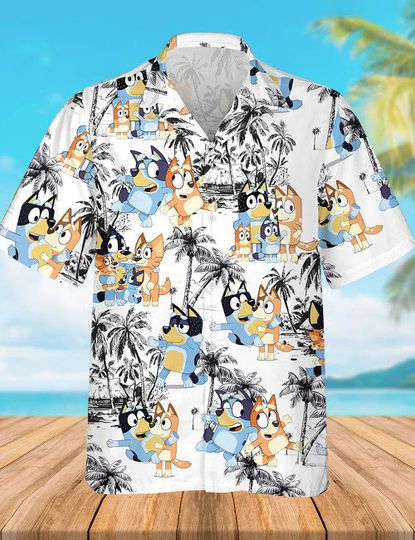BlueyDad Bingo Hawaiian Shirt For Men, Friends of BlueyDad Hawaian Shirt, BlueyDad Cartoon Fashion