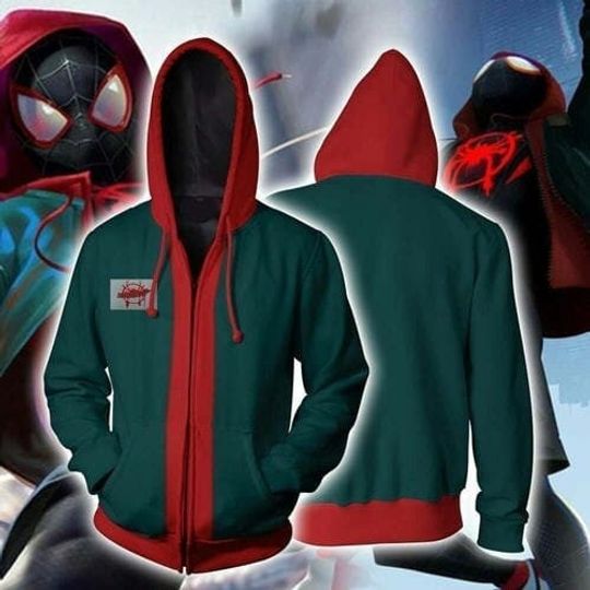 Spider-Man Miles Morales Cosplay Costume 3D Zip Hoodie