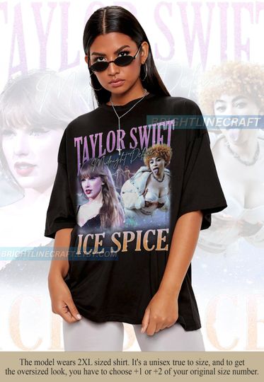 Taylorswift Ice Spice Shirt, Midnight Deluxe Rapper Vintage 90s, Midnights Deluxe Album 2023 vs Ice Spice