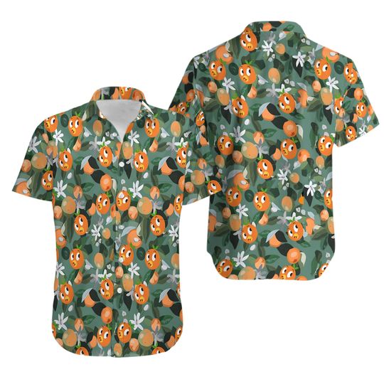 Men's Orange Bird Shirt, Men's Disney Shirt, Men's Disney Hawaiian Shirt