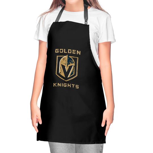 A Golden Vegas Sports Kitchen Aprons Knight Emblem Kitchen Aprons