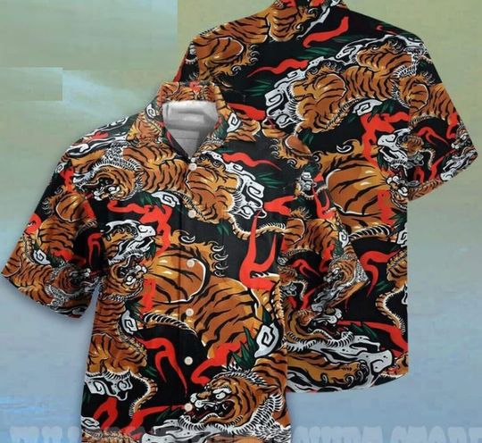 Discover Tiger Japanese Aloha Hawaiian Shirt 3D, Tiger Shirt, Animal Love Shirt