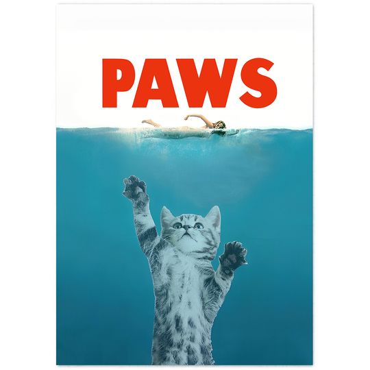 Paws Poster, Jaws Poster, Movie Poster, Home Cinema Poster