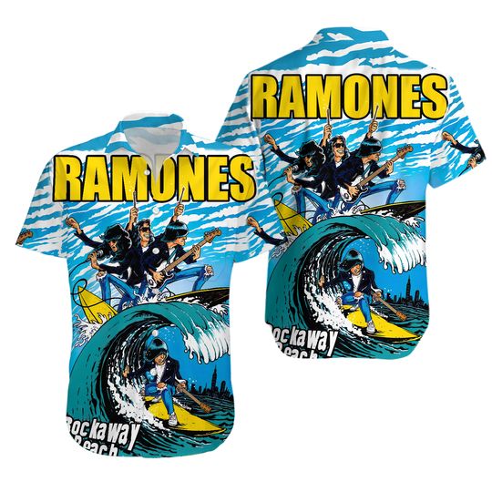 Music Rock Band The Ramones 3D Print Hawaiian Shirt, Summer Vacation Hawaiian Shirt
