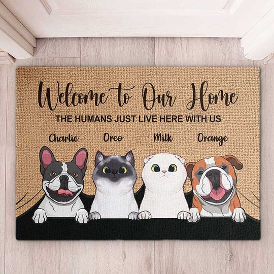 Welcome To The Pet Home - Funny Personalized Pet Decorative Mat, Doormat