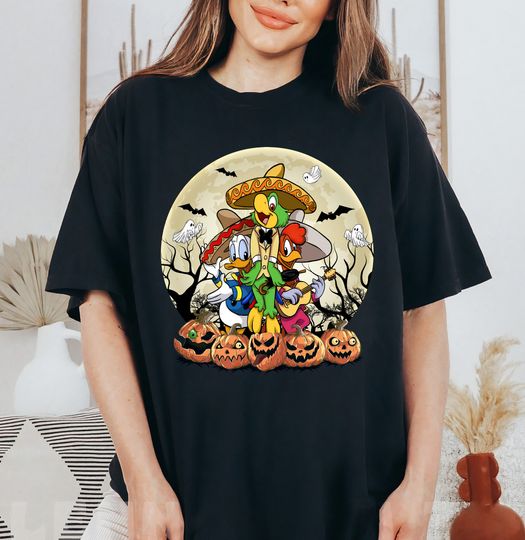 Retro Disney Three Caballeros Halloween Shirt, WDW Halloween Party Matching Family Shirts
