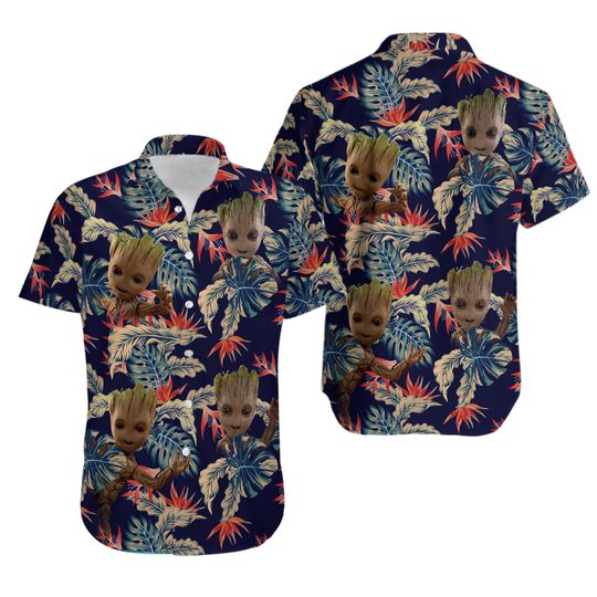 Groot Hawaiian Shirt, Groot Button Shirt, Groot Shirt, Groot Summer Shirt