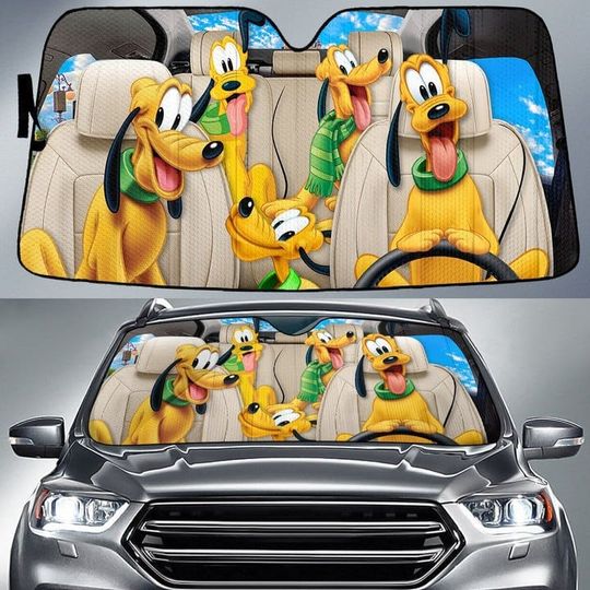 Pluto Funny Auto Sun Shade, Cartoon Sunshade, Disney Car Accessories