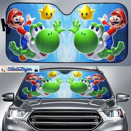 Mario Car Sunshade, Mario Yoshi Car Sun Shade, Mario Bros Car Windshield