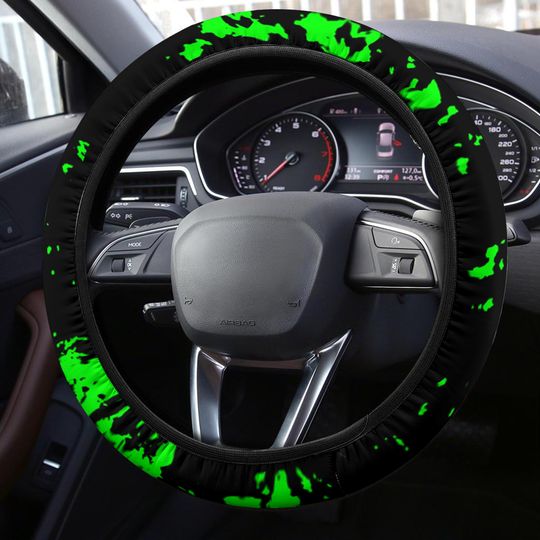 Neon Green Spray Steering Wheel Cover