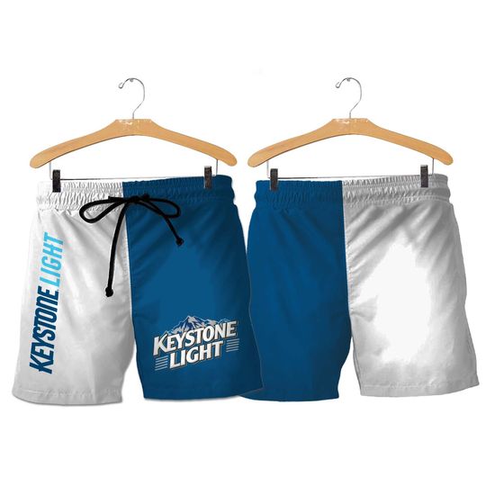 Vintage Keystone Light Beach Shorts Summer, Hawaiian Shorts, Funny Hawaii Shorts