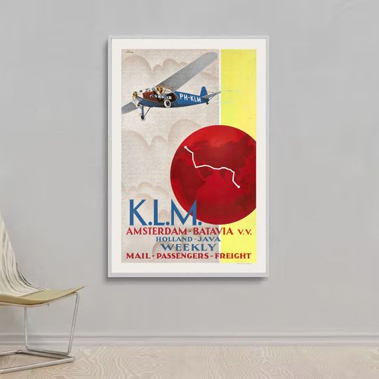 K.L.M. Amsterdam-Batavia Vintage  1930 Premium Matte Vertical Poster