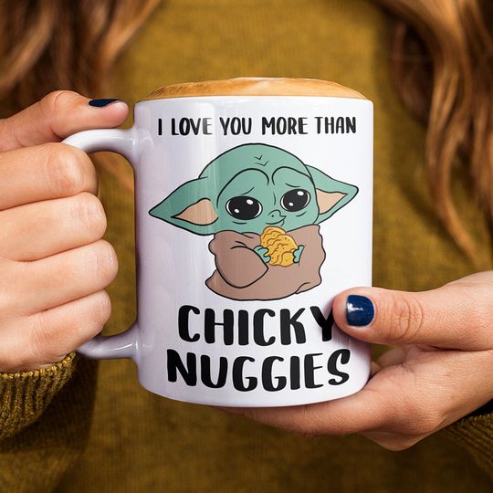 Baby Yoda Grogu Coffee Mug, The Mandalorian The Child Mug, Chicken Nuggies Ceramic Cup